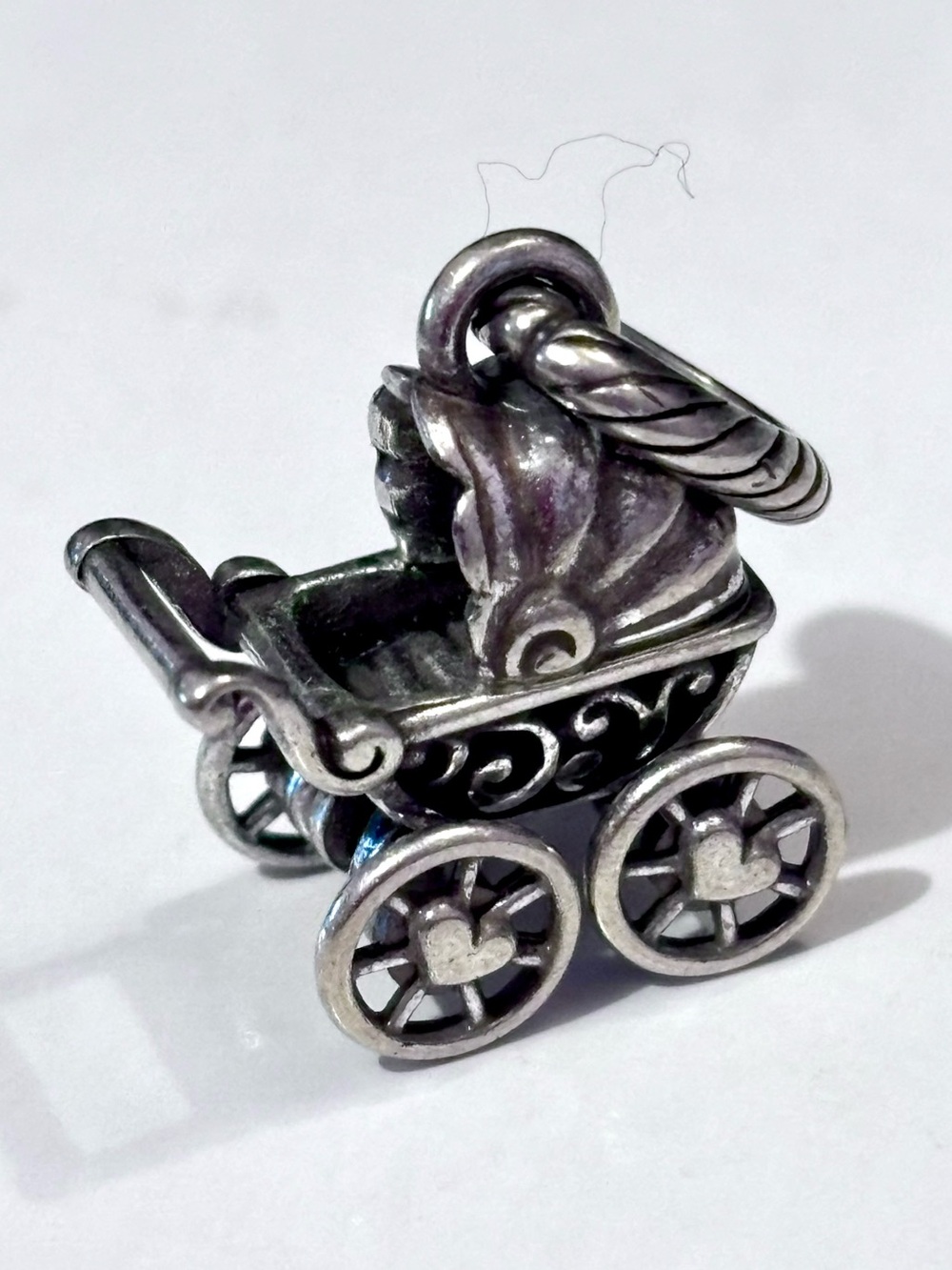 Brighton Sweet Pea Stroller charm Wheels w. hearts turn on this baby carriage! - Picture 3 of 9